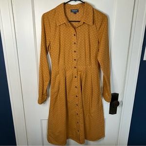 Modcloth Mustard Polka Dot Midi Dress
